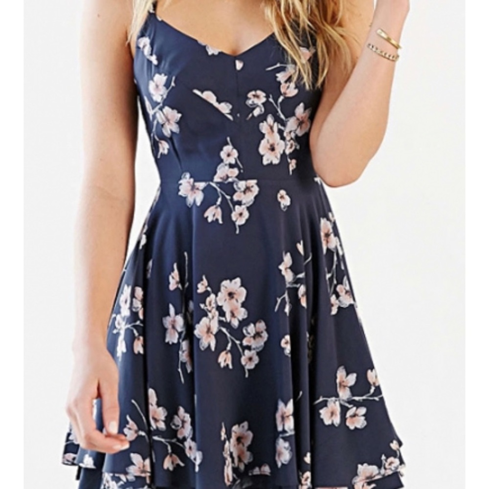 🌈 Short Floral Print Dress with Crisscross back